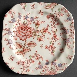 Single Rose Chintz Pink Made in England by Johnson Brothers Square Salad Plate